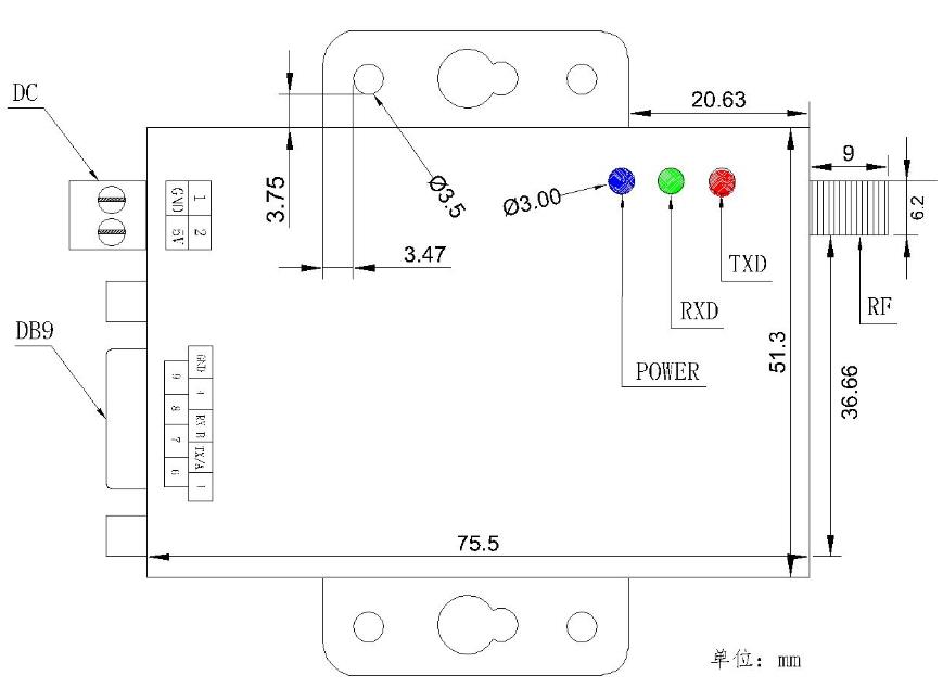 3133拉斯维加斯无线数传模块-安装尺寸